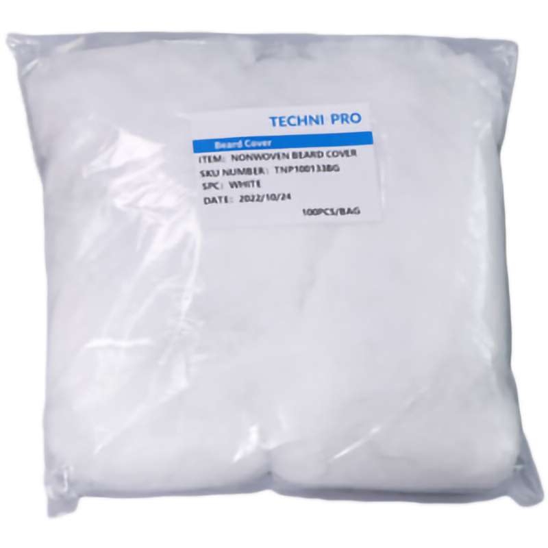 Beard Cover, Non-Woven, White, 21", 100 Pieces